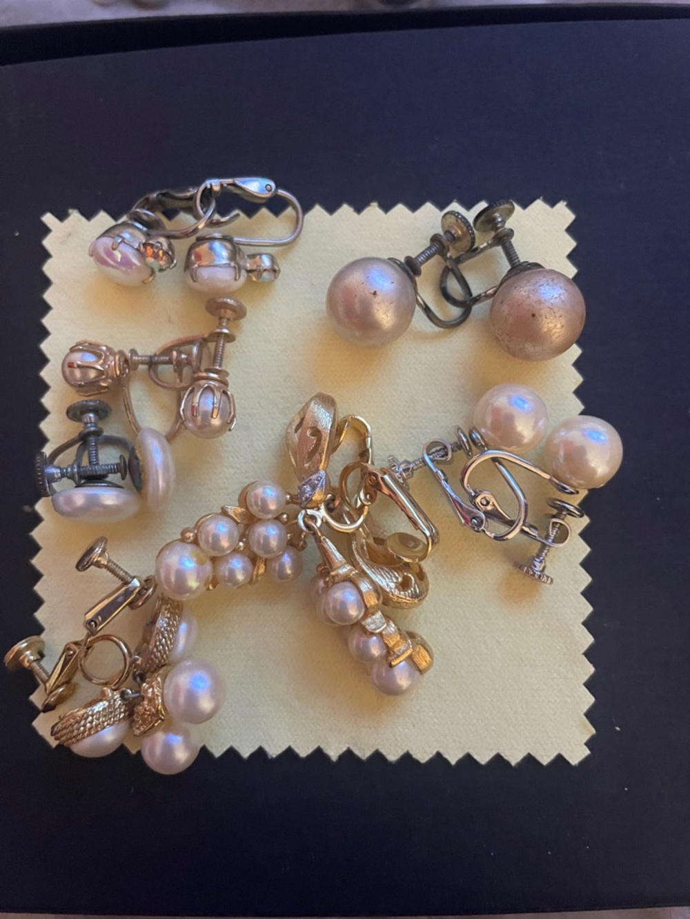 Gold-Tone Faux Pearl Clip-On Earrings Set - Unbranded